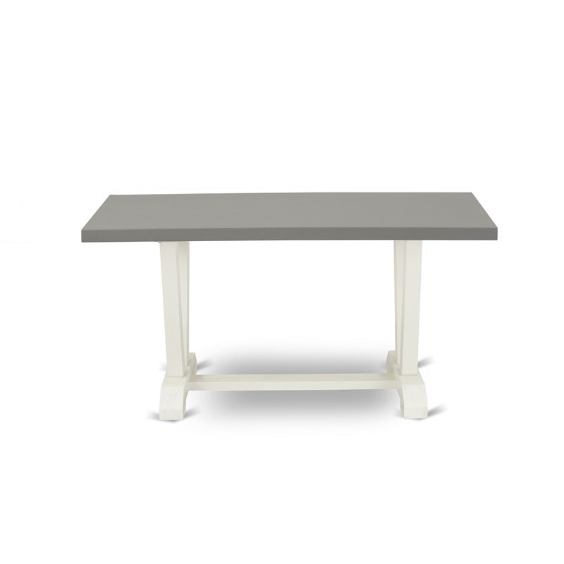 Pemberly Row 6-Piece Acacia Wood Dining Set in Linen White & Cement Finish