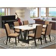 Pemberly Row 7-Piece Dining Set in Wire Brushed Black with Sable Chairs