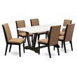 Pemberly Row 7-Piece Dining Set in Wire Brushed Black with Sable Chairs