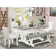 Pemberly Row 6-Piece Wood Dining Set in White/Brown with Table & Bench