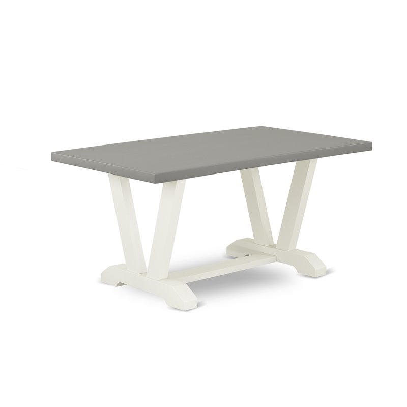 Pemberly Row 6-Piece Wood Dining Set in White/Brown with Table & Bench