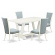 Pemberly Row 5-Pc Dining Set with Linen White Table & Baby Blue Chairs