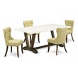 Pemberly Row 5-Pc Dining Set with Jacobean Brown Table & Limelight Chairs