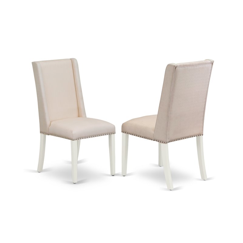 Pemberly Row 7-Pc Wood Dining Table Set with Linen Upholstery in Cream