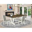 Pemberly Row 5-Pc Dining Set with Wood Table in Wire Brushed White Finish