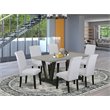 Pemberly Row 7-Piece Wood Dining Set with Parson Chairs in Gray