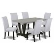 Pemberly Row 7-Piece Wood Dining Set with Parson Chairs in Gray