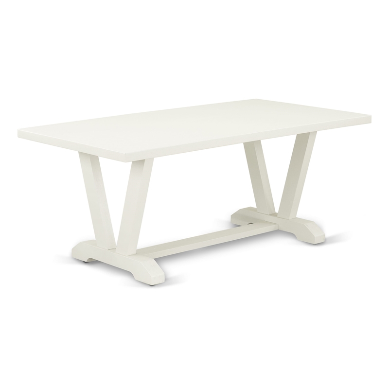 Pemberly Row 5-Piece Dining Set with White Finish and Pond PU Chairs