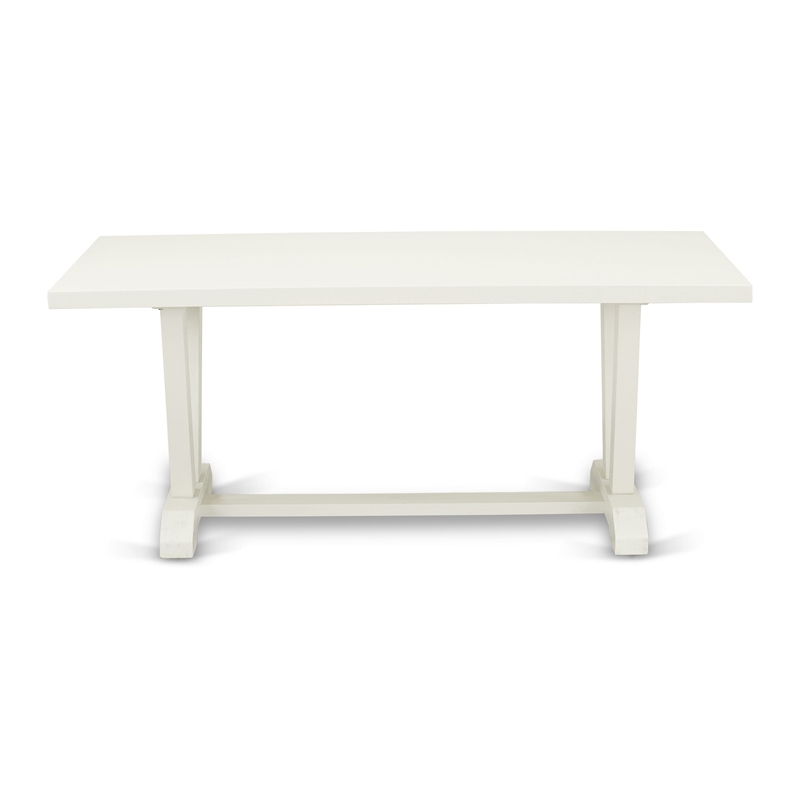 Pemberly Row 5-Piece Dining Set with White Finish and Pond PU Chairs