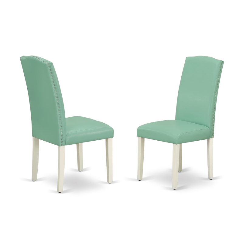 Pemberly Row 5-Piece Dining Set with White Finish and Pond PU Chairs