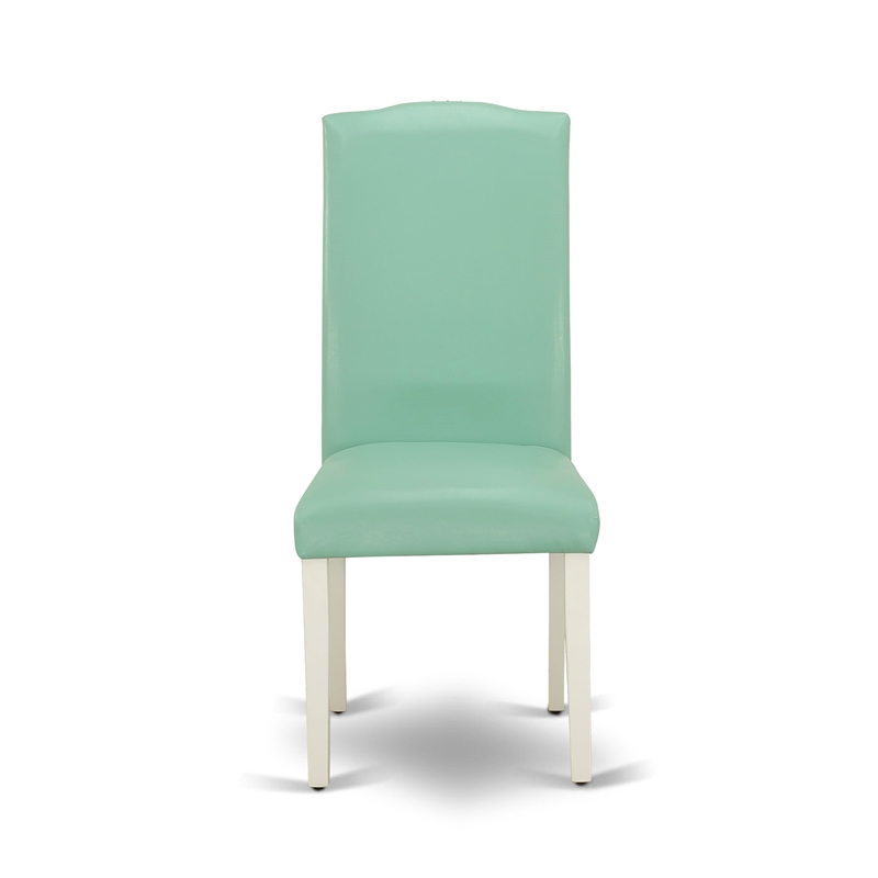 Pemberly Row 5-Piece Dining Set with White Finish and Pond PU Chairs