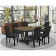 Pemberly Row 7-Piece Wood Dining Table Set in Jacobean and Black