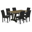 Pemberly Row 7-Piece Wood Dining Table Set in Jacobean and Black