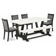 Pemberly Row 6-Piece Wood Dining Set with Bench in White and Gray