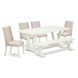 Pemberly Row 6-Piece Wood Dining Set with Bench in White and Cream