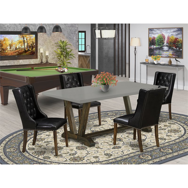 Pemberly Row 5-Piece Wood Dining Set in Distressed Jacobean Brown