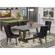 Pemberly Row 5-Piece Wood Dining Set in Distressed Jacobean Brown