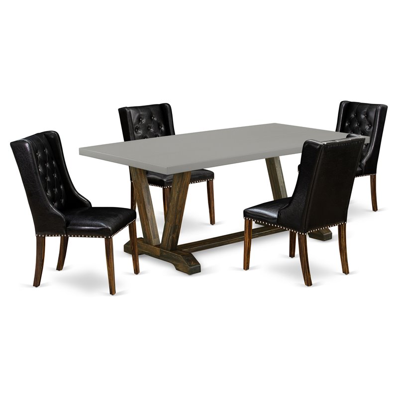 Pemberly Row 5-Piece Wood Dining Set in Distressed Jacobean Brown