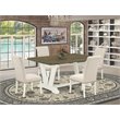 Pemberly Row 5-Piece Dining Set with Wood Table in Linen White