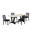 Pemberly Row 5-Piece Rubberwood Dining Table Set in White and Black