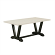 Pemberly Row 6-Piece Dining Table Set with Rubberwood in Linen White