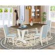 Pemberly Row 5-Piece Kitchen Set in Distressed Jacobean and Linen White