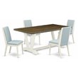 Pemberly Row 5-Piece Kitchen Set in Distressed Jacobean and Linen White