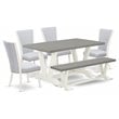 Pemberly Row 6-Piece Wood Dinette Table Set in Linen White Finish