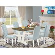 Pemberly Row 7-Piece Wood Dining Set in Linen White/Jacobean