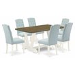 Pemberly Row 7-Piece Wood Dining Set in Linen White/Jacobean