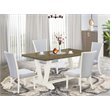 Pemberly Row 5-Piece Wood Dining Table Set in Linen White Finish