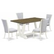 Pemberly Row 5-Piece Wood Dining Table Set in Linen White Finish