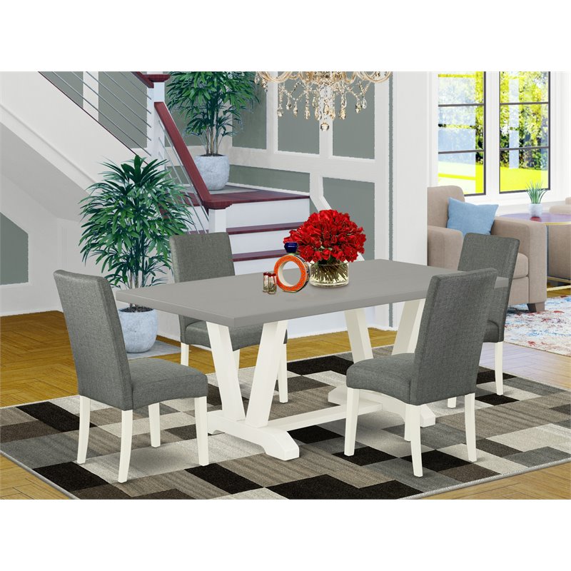 Pemberly Row 5-Piece Dining Set with High Chair Back in White Finish