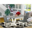 Pemberly Row 5-Piece Dining Set with High Chair Back in White Finish