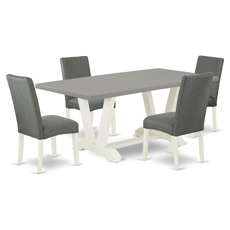 Pemberly Row 5-Piece Dining Set with High Chair Back in White Finish