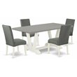 Pemberly Row 5-Piece Dining Set with High Chair Back in White Finish