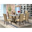 Pemberly Row 7-Piece Wood Dining Set in Brown and Cement Finish