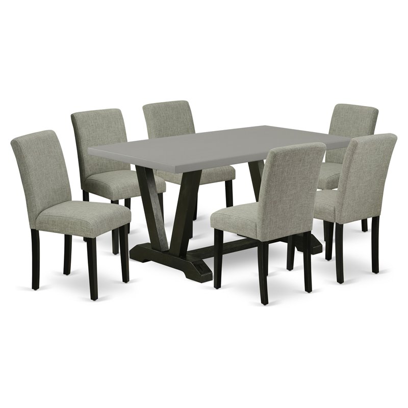 Pemberly Row 7-Piece Wood Dining Set in Black and Shitake Finish