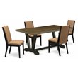 Pemberly Row 5-Piece Wood Dining Set in Distressed Jacobean/Black