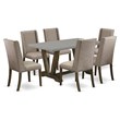 Pemberly Row 7-Piece Kitchen Set in Dark Khaki Brown with Parson Chairs