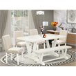 Pemberly Row 6-Piece Wood Dining Set with High Back Chairs in Light Beige