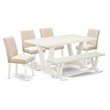 Pemberly Row 6-Piece Wood Dining Set with High Back Chairs in Light Beige