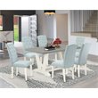 Pemberly Row 7-Piece Dining Table Set with Button Tufted Linen Seats