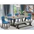 Pemberly Row 6-Piece Wood Dining Table Set in Cement and Black