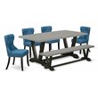 Pemberly Row 6-Piece Wood Dining Table Set in Cement and Black