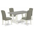 Pemberly Row 5-Piece Dinette Set with Parson Chairs in Linen White