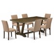Pemberly Row 7-Piece Wood Dining Table Set in Brown and Light Sable