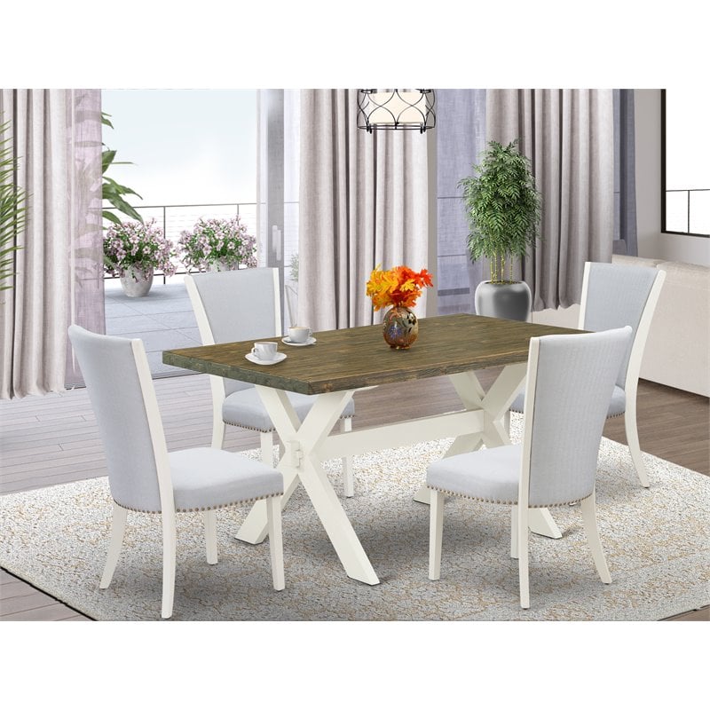 Pemberly Row 5-Piece Wood Dining Set in Jacobean White/Gray Finish