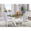 Pemberly Row 5-Piece Wood Dining Set in Jacobean White/Gray Finish