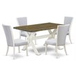 Pemberly Row 5-Piece Wood Dining Set in Jacobean White/Gray Finish
